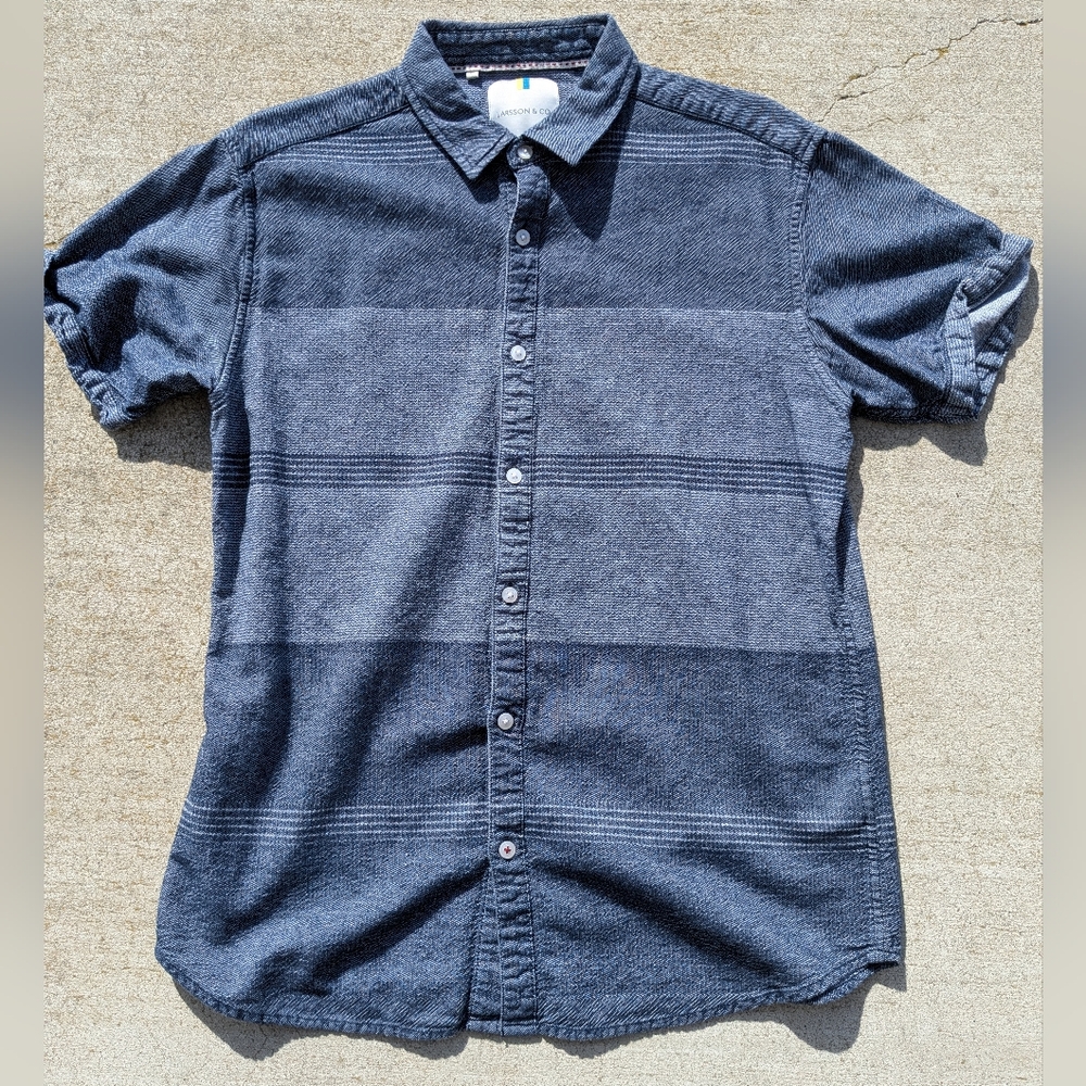 Casual Button-Down Shirt - Navy Blue